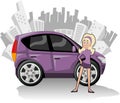 Purple compact car Royalty Free Stock Photo