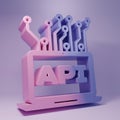 Purple Computer api interface icon isolated on purple background. Application programming interface API technology Royalty Free Stock Photo