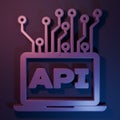 Purple Computer api interface icon isolated on purple-blue background. Application programming interface API technology Royalty Free Stock Photo