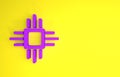 Purple Computer processor with microcircuits CPU icon isolated on yellow background. Chip or cpu with circuit board