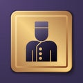 Purple Concierge icon isolated on purple background. Gold square button. Vector