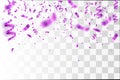 Purple Confetti. Vector Festive Illustration of Falling Shiny Confetti Royalty Free Stock Photo