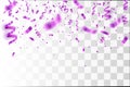Purple Confetti. Vector Festive Illustration of Falling Shiny Confetti Royalty Free Stock Photo