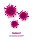 Purple coronavirus component view under microscope isolated on white background. Asian flu and pneumonia outbreak