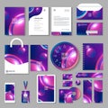 Purple corporate identity template design with color geometric elements. Business stationery Royalty Free Stock Photo
