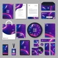 Purple corporate identity template design with color geometric elements. Business stationery Royalty Free Stock Photo
