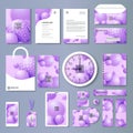 Purple corporate identity template design with color geometric elements. Business stationery Royalty Free Stock Photo