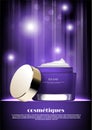 Purple cosmetic jar with glitter light concept