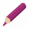 Purple cosmetic pencil icon, cartoon style