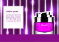 Purple cosmetic product on vertical light beams