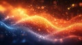 Starry sky with orange waves Royalty Free Stock Photo