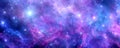 Purple cosmic nebula with shining clusters of stars and stardust