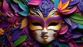 Purple costume, mask, celebration, feather, cartoon, ornate, elegance, glamour generated by AI