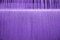 Purple cotton yarn on loom Royalty Free Stock Photo