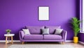 Purple Couch in Front of Wall