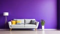 Purple Couch in Front of Wall