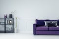 Purple couch in living room