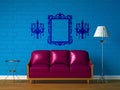 Purple couch, table and standard lamp Royalty Free Stock Photo