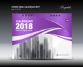 Purple Cover Desk Calendar 2018 Design, flyer template, book