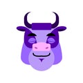 Purple Cow sleep Emoji. Bull Head asleep emotion