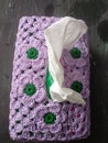 Purple Crochet tissue box