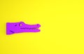 Purple Crocodile icon isolated on yellow background. Animal symbol. Minimalism concept. 3d illustration 3D render