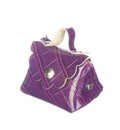 Purple crocodile leather bag isolated on white Royalty Free Stock Photo