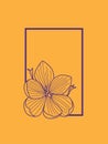 Purple Crocus Flower Frame Line Drawing on Orange Background Royalty Free Stock Photo