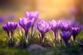Purple crocus spring flowers blooming during early spring Royalty Free Stock Photo