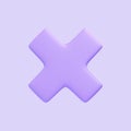 Purple Cross sign isolated on purple background