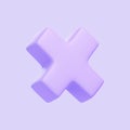 Purple Cross sign isolated on purple background