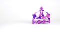 Purple Crown of spain icon isolated on white background. Minimalism concept. 3d illustration 3D render