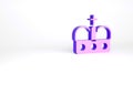 Purple Crown of spain icon isolated on white background. Minimalism concept. 3d illustration 3D render