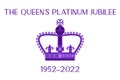 Purple crown on white background. Queen platinum jubilee 2022. 70th anniversary for royal family and throne banner