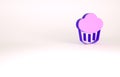 Purple Cupcake icon isolated on white background. Minimalism concept. 3d illustration 3D render