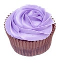 Purple cupcake in rose form isolated