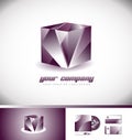 Purple 3d cube logo icon design vector Royalty Free Stock Photo