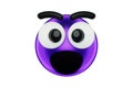 Purple 3d emoticon smile icon. 3D render, 3D illustration