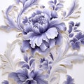 Purple 3d Floral Wall Realistic Etchings With Baroque Sculptor Influence