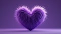 Purple 3D Fluffy Heart on Solid Background Royalty Free Stock Photo