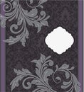 Purple damask wedding invitation card