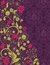 Purple damask wedding invitation card