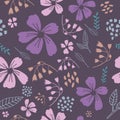 Purple Dancing Flowers Seamless Pattern Royalty Free Stock Photo