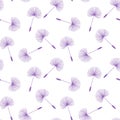 purple dandelions seed floral fluff pattern on a white background seamless vector Royalty Free Stock Photo