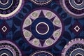 Purple dark blue geometric batik art spirals diamonds concentric circles Royalty Free Stock Photo