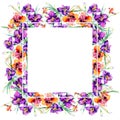 Purple daylily bouquet floral botanical flowers. Watercolor background illustration set. Frame border ornament square. Royalty Free Stock Photo