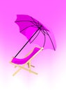 Purple deck chair and parasol Royalty Free Stock Photo
