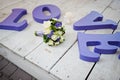 Purple decor wedding word love