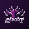 Purple deer e-sport logo vector