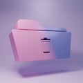 Purple Delete folder icon isolated on purple background. Folder with recycle bin. Delete or error folder. Close computer Royalty Free Stock Photo